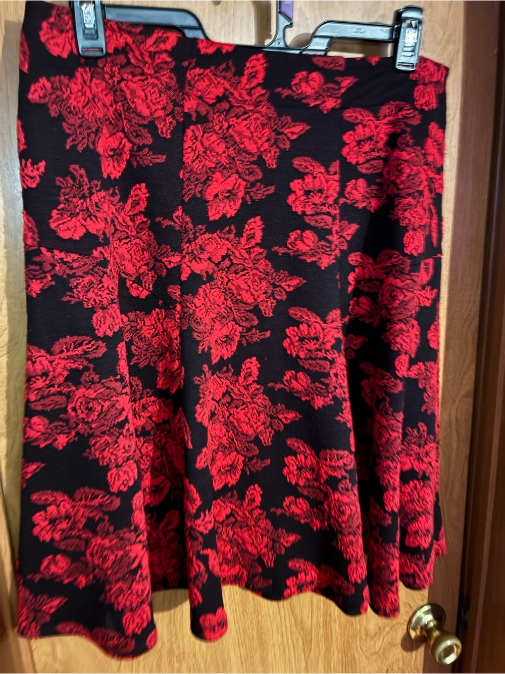 Cato Black Dress with Red Floral Jacquard Goth Dark Feminine size 12